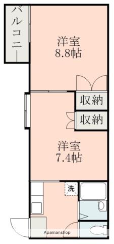 CASA YAKUEN(1DK/2階)の間取り写真