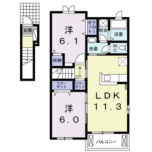 REIWA Ⅱ(2LDK/2階)の間取り写真