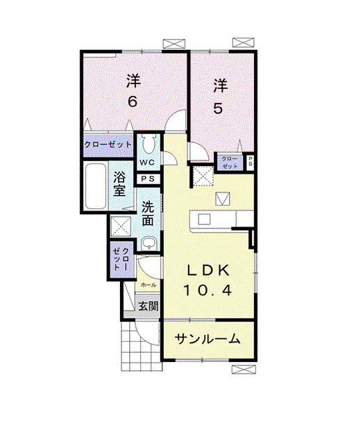 リクウェル ポンテ Ⅰ(2LDK/1階)の間取り写真