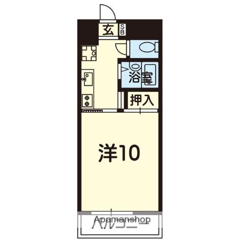 エクセラン南熊本(1K/6階)の間取り写真