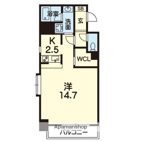 ライズ下通EXE(1K/6階)の間取り写真