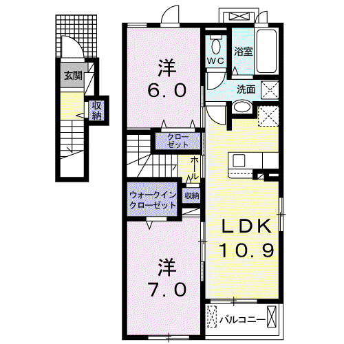 アルモニー八代Ⅱ(2LDK/2階)の間取り写真