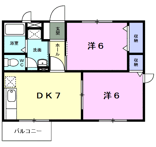 レジデンスサンモール(2DK/1階)の間取り写真