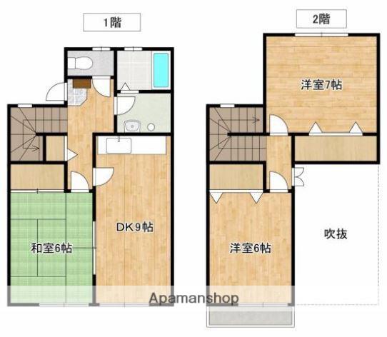 タウンハウス東 1号棟(3DK/1階)の間取り写真