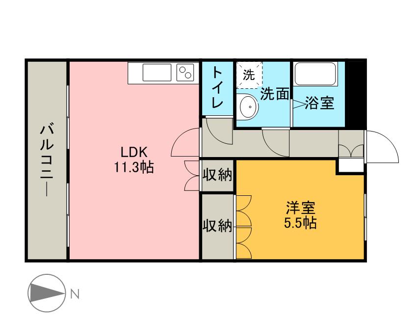 ハイツルーエン(1LDK/1階)の間取り写真