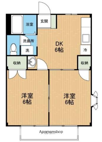 コーポKA(2DK/1階)の間取り写真