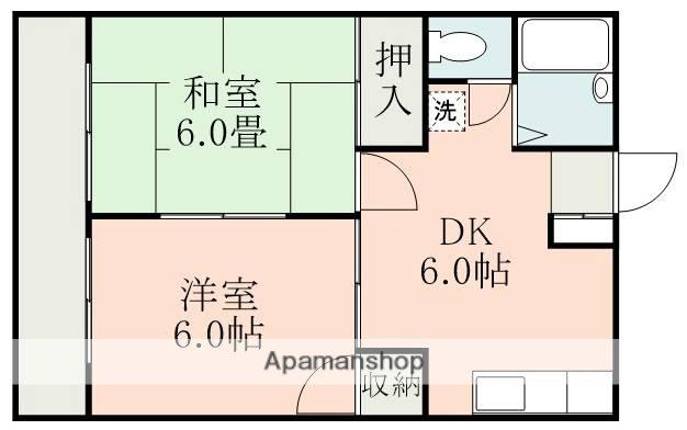 RICH一番館A棟(2DK/1階)の間取り写真