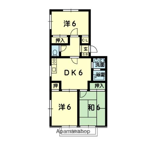 ステーブル八景水谷B棟(3DK/2階)の間取り写真