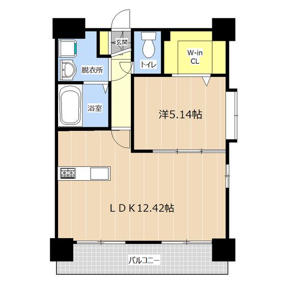 トランプ熊本南(1LDK/6階)の間取り写真