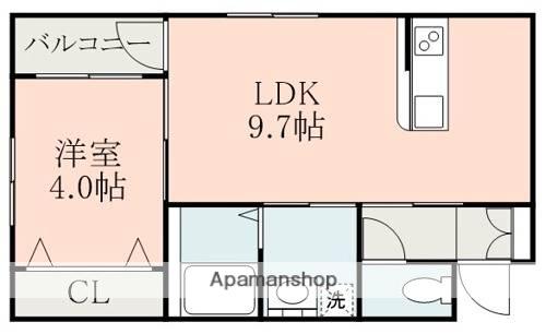 ラ・ポルテ嘉島(1LDK/2階)の間取り写真