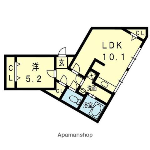 光の森グッディポイントⅡ(1LDK/2階)の間取り写真