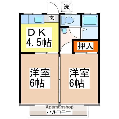 前田アパート(2K/2階)の間取り写真