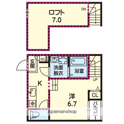ステラ清水新地(1K/1階)の間取り写真