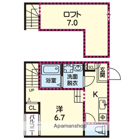 ステラ清水新地(1K/1階)の間取り写真