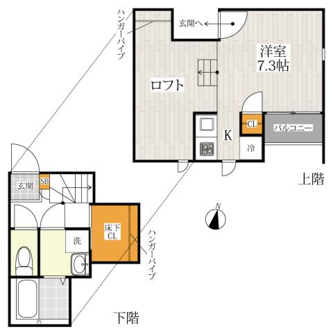 CB琴平ソレイユ(1K/2階)の間取り写真