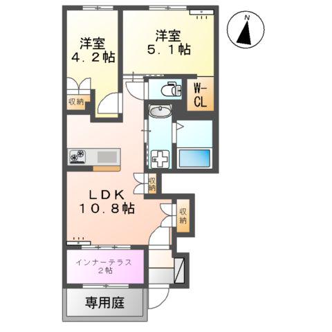 センチュリーハイツⅡ(2LDK/1階)の間取り写真