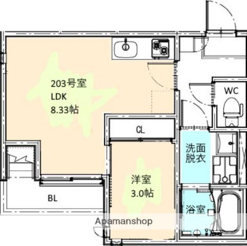 GRANDTICフロンティアⅡ(1LDK/2階)の間取り写真