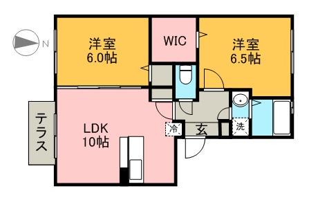カーサフェリーチェ(2LDK/1階)の間取り写真