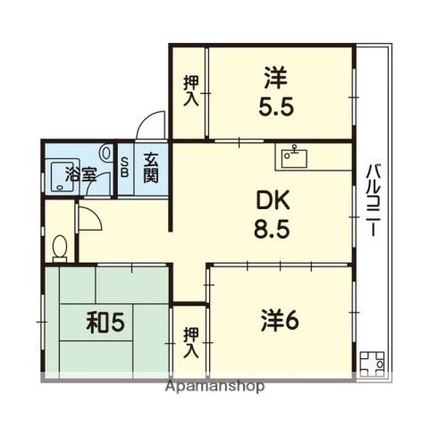 プラシード正栄(3DK/2階)の間取り写真