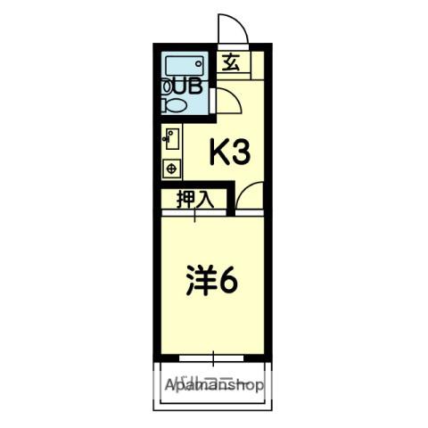 スカイハイツ上鶴(1K/3階)の間取り写真