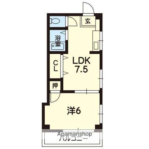 スカイハイツ上鶴(1K/3階)の間取り写真