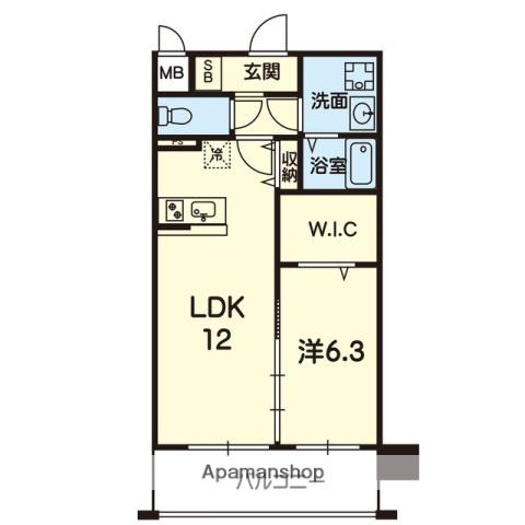 CHAINON内坪井(1LDK/12階)の間取り写真