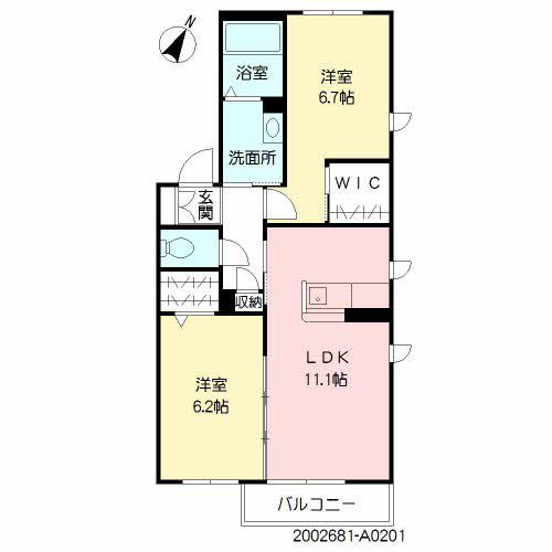 プレミアスヴィラ (2LDK/2階)の間取り写真