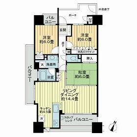 サーパス県立劇場前(3LDK/11階)の間取り写真