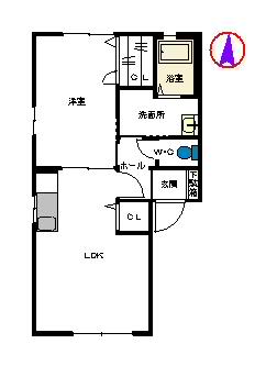 フレグランスK(1LDK/1階)の間取り写真