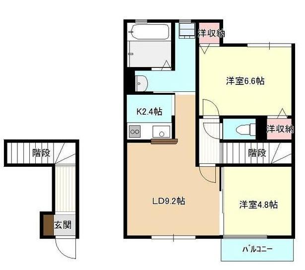 ヴァン・ヴィクトワール(2LDK/2階)の間取り写真