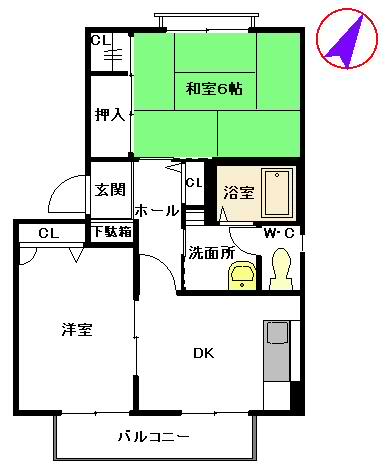 メゾン・ソレイユ  A棟(2DK/2階)の間取り写真