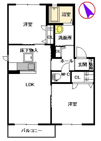 シャーメゾン・ド・カメリア弐番館(2LDK/1階)の間取り写真