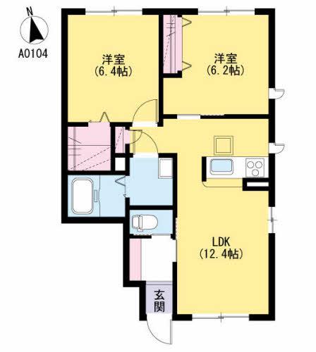 グリナージュ・フロール(2LDK/1階)の間取り写真