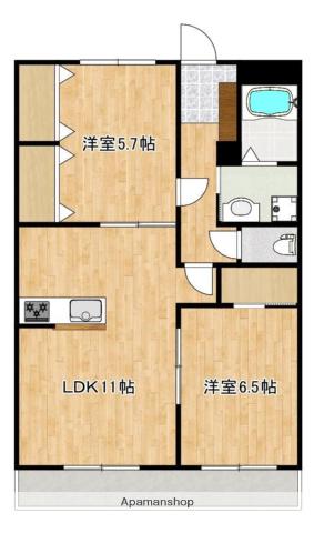 クロノス52鶴羽田(2LDK/1階)の間取り写真