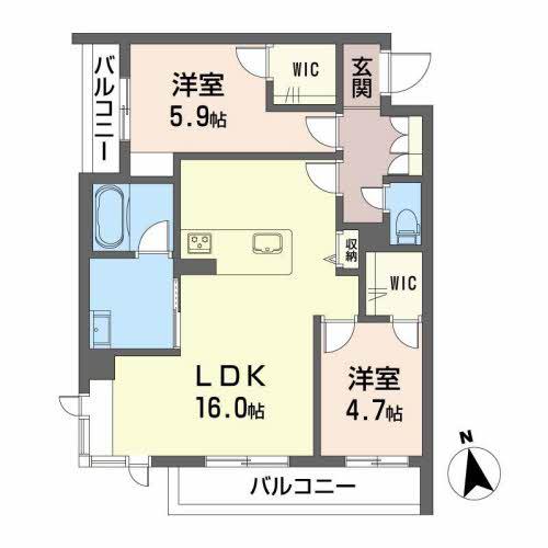 GREENAGE U(2LDK/2階)の間取り写真