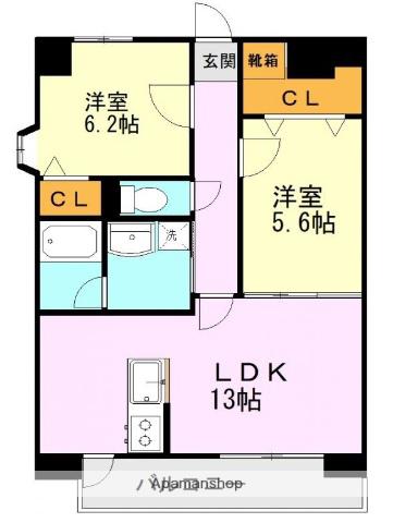 OAK VILLA大津レジデンス (2LDK/8階)の間取り写真