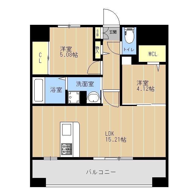 LIBTHマーレ平成Ⅱ(2LDK/11階)の間取り写真