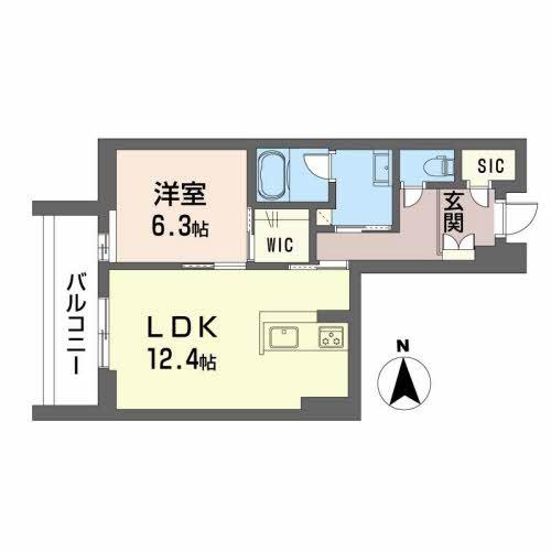 SHAMAISON新町T.H(1LDK/3階)の間取り写真