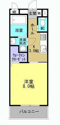 オレンジ(1K/3階)の間取り写真