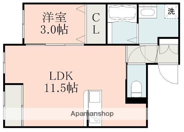 HKレジデンス嘉島ノース(1LDK/1階)の間取り写真