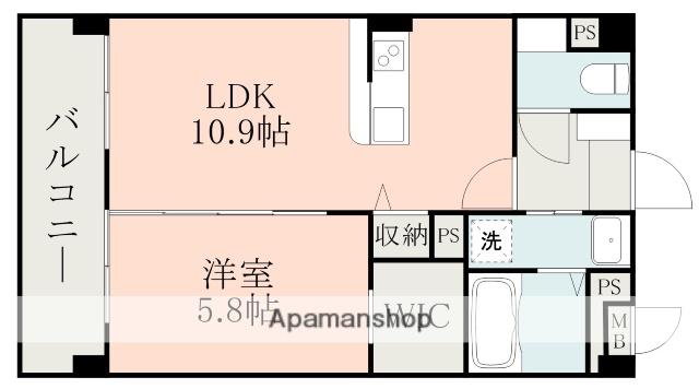 アルテミス泗水(1LDK/3階)の間取り写真