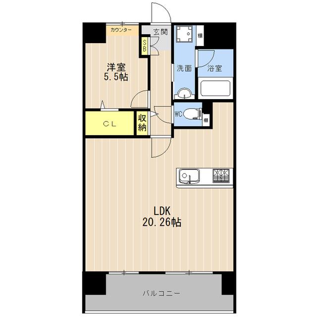 LIBTH菊陽Ⅱ(1LDK/7階)の間取り写真