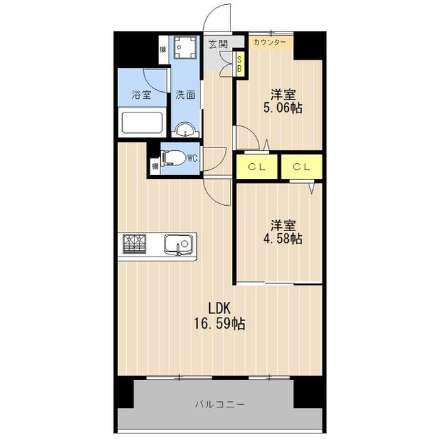 LIBTH菊陽Ⅱ(2LDK/10階)の間取り写真