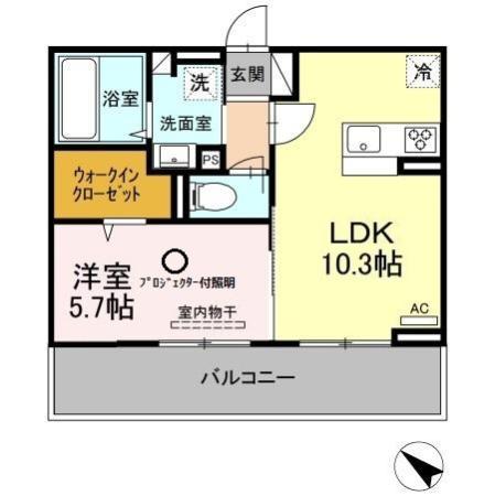 ヒーリングマンション(1LDK/2階)の間取り写真