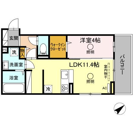 アイリスガーデン(1LDK/2階)の間取り写真