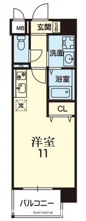 ESTASIA世安SECOND(ワンルーム/5階)の間取り写真