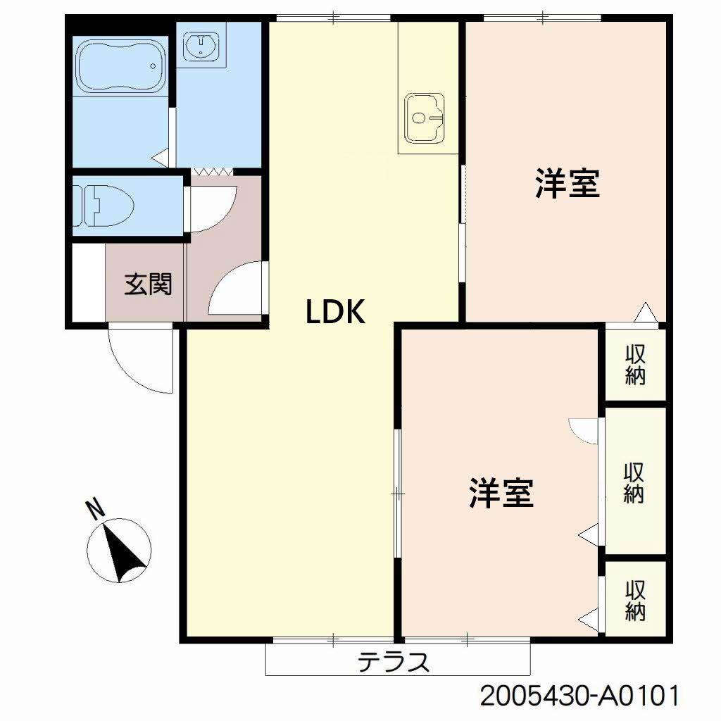 サンシャインハイツA(2LDK/1階)の間取り写真