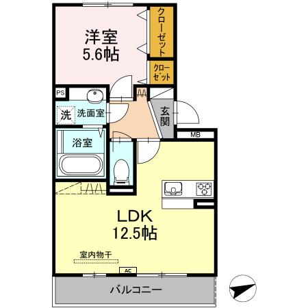 レーヴ新地(1LDK/2階)の間取り写真