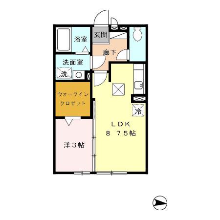 グランブルー(1LDK/1階)の間取り写真