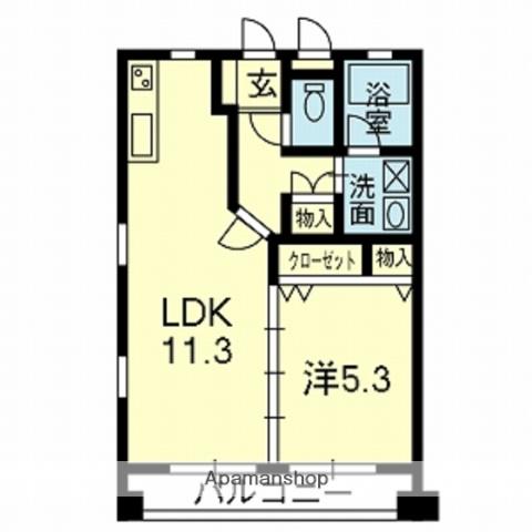 オーファス水前寺(1LDK/3階)の間取り写真